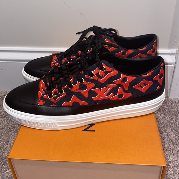 Louis Vuitton, Shoes, Black Red Louis Vuitton X Uf Sneakers Size 375 Worn  X